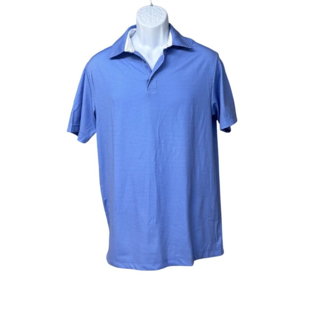 Rorie Whelan Golf Men's Polka Dot Performance Polo Shirt,  Blue Sz. S
